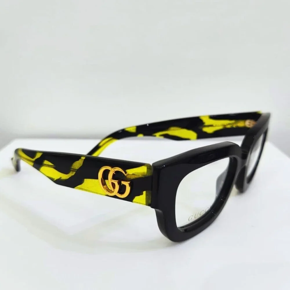 NWT Gucci GG1548O-006 Black Rectangle 52mm Eyeglasses